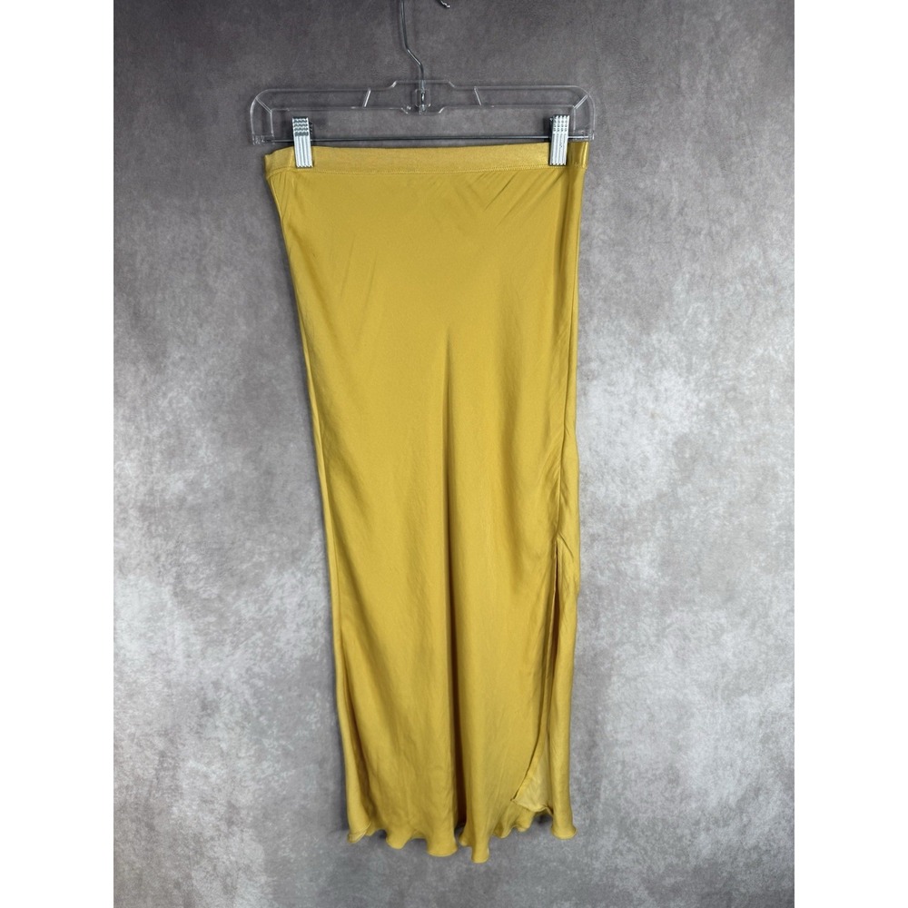 Intimately Free People Satin Pull On Midi Skirt In Yellow Women's Size S